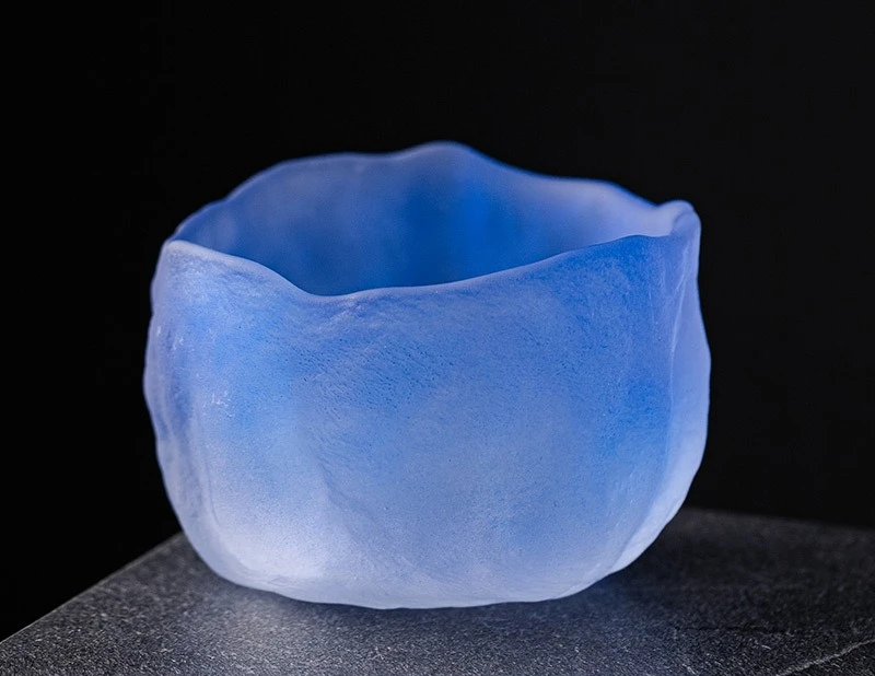 

Сине-зелёная глазурованная чайная чашка ручной работы