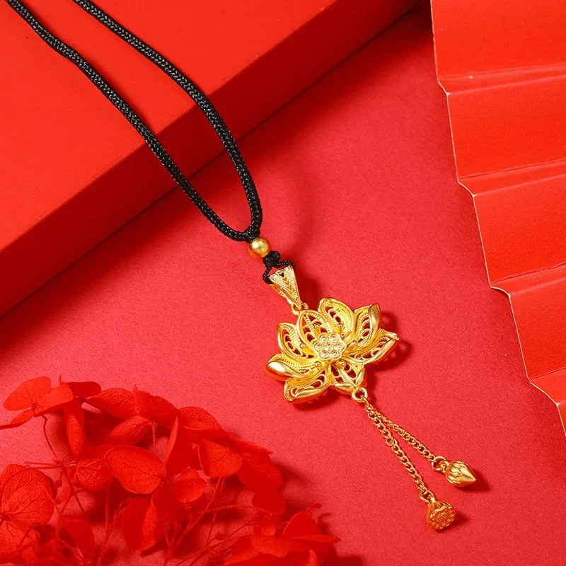 Новый высококачественный элегантный кулон с цветком лотоса инкрустированный