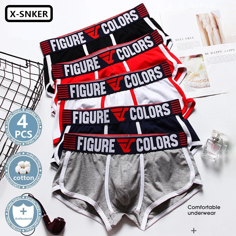 4 Pieces Mens Boxer Shorts Solid Color Cotton Mens Underwear Boxer Summer Mid Waist Underpants Breathable Men's Panties 2023 New