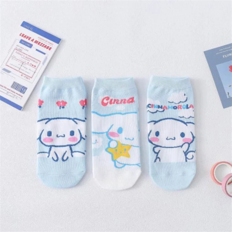 

Cartoon Sanrio Cinnamoroll Printed Animal Dog Cotton Boat Socks Cute Girls Socks Summer Shallow Mouth Invisible Children's Socks