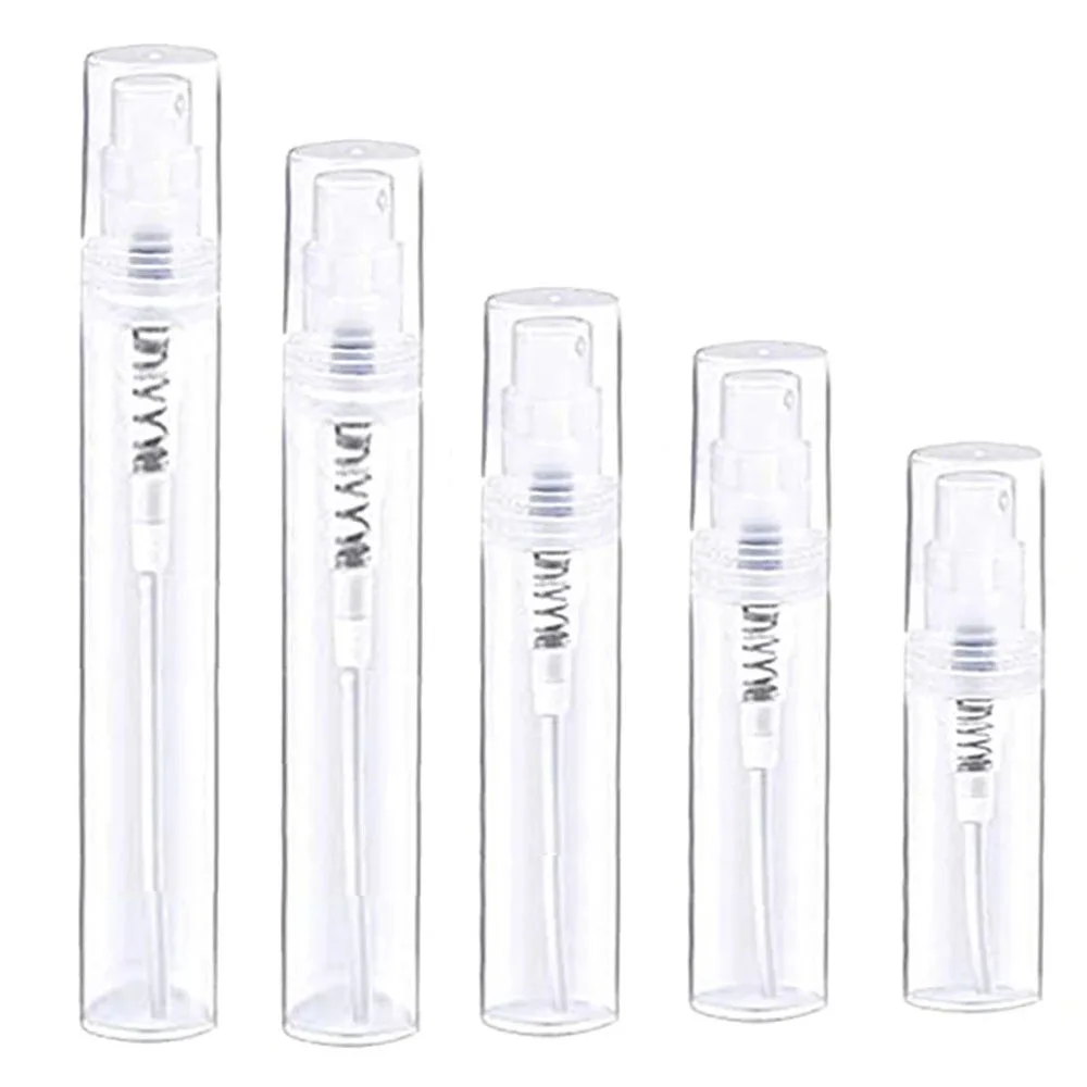 100Pcs/lot 2ml 3ml 5ml 8ml 10ml Small Round Plastic Containers Perfume Bottles Atomizer Empty Cosmetic Containers For Sample