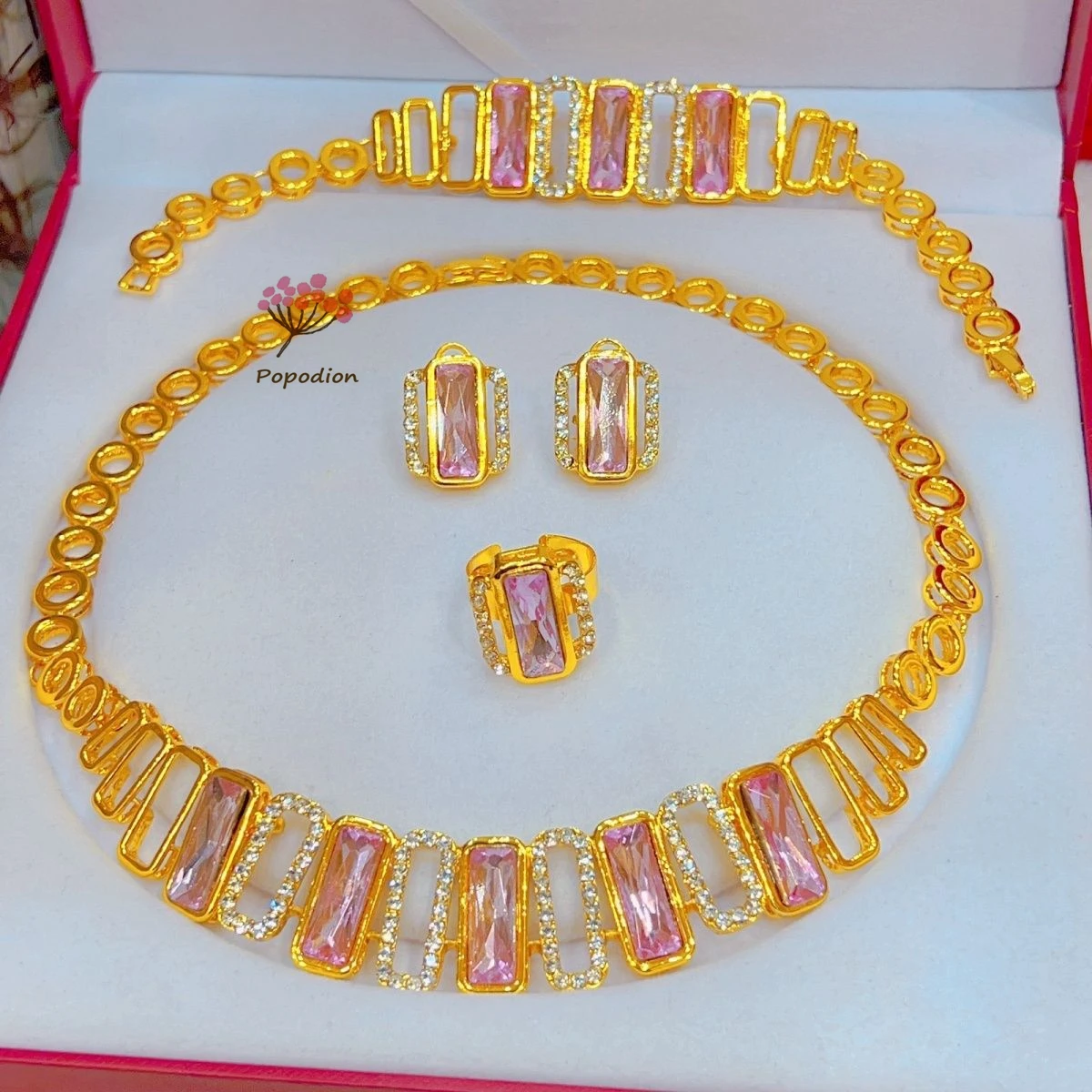 Новый Дубай 24 К позолоченное ожерелье серьги кольца браслеты для романтической