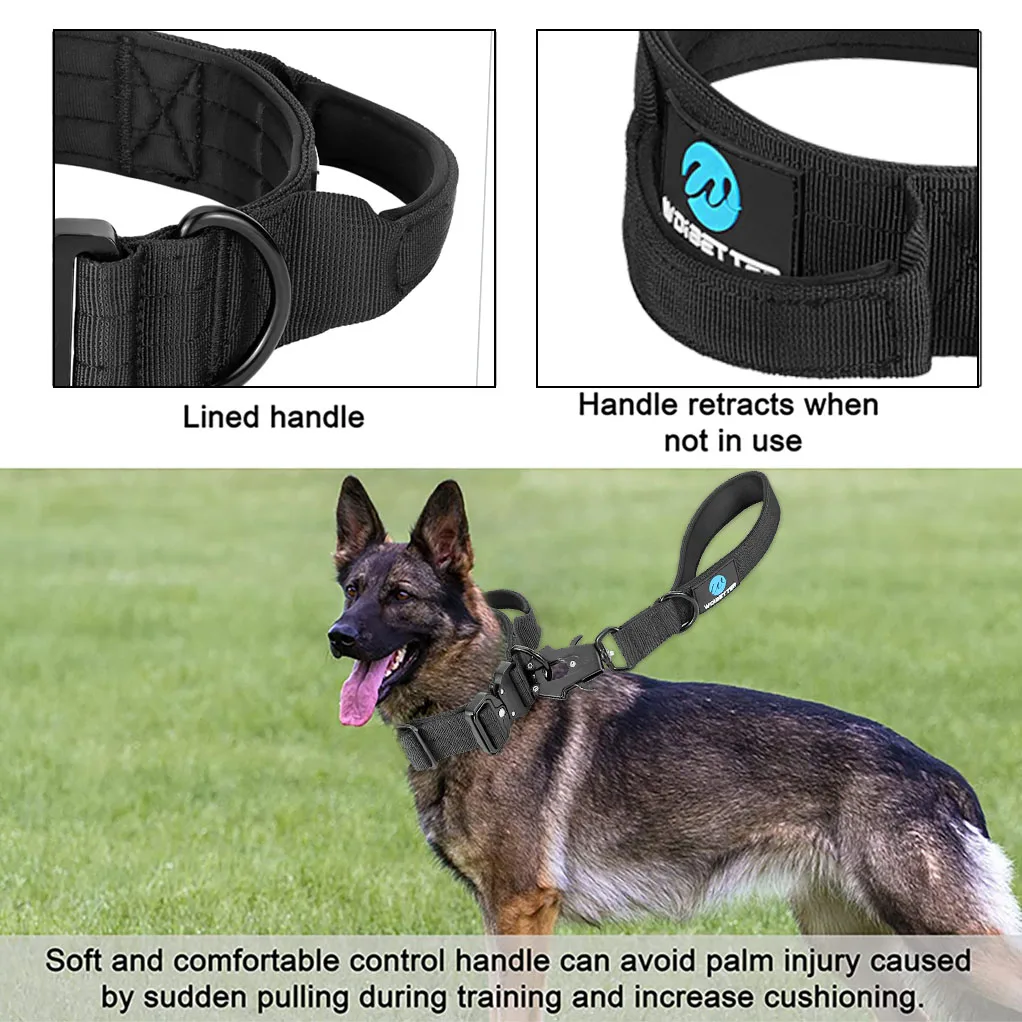 Купить Тактический собачий ошейник военный Регулируемый прочный тренировочный нейлоновый Шепард с металлической пряжкой поводок для домашних жи...