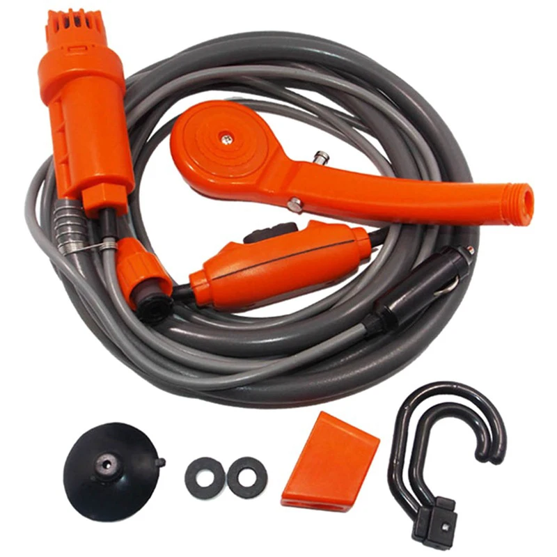 

Camping Travel Shower Portable Car Washer DC12V Car Shower High Pressure Power Washer Electric Pump for Outdoor Orange
