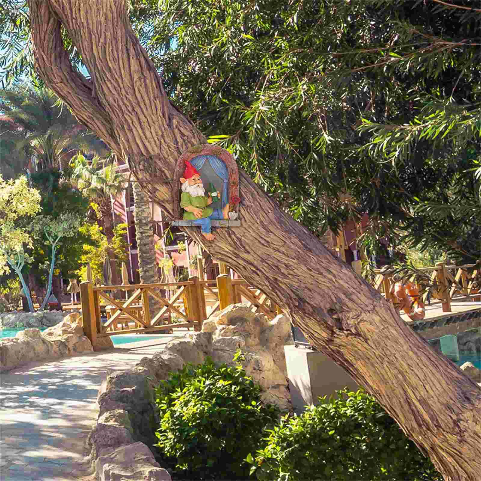 

1Pc Decorative Dwarf Doll Craft Unique Tree Hanging Adorn Resin Gnome Sculpture