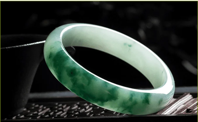 

Top Quality Jade Floating Blue Flowers Bracelet Ice Glutinous Seed Through Fashion Accessories Bangle Natural Jewelry