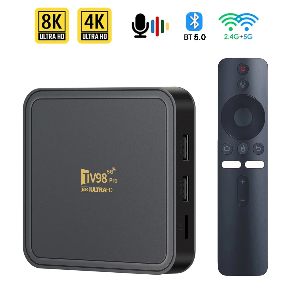 TV98 Pro TV Box Android 14 Allwinner H313 Четырехъядерный процессор 8K Видео 4K Dual Wi-Fi BT5.0 Голосовой