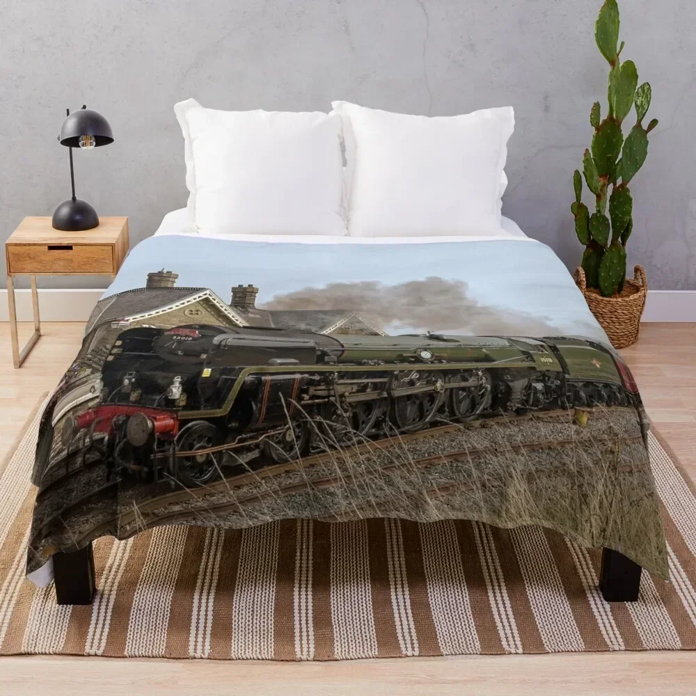 Одеяло с паровым поездом над йоркширскими морами Пляжное теплое зимнее одеяло