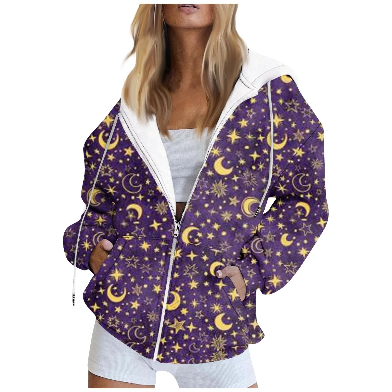 

Women'S Long Sleeve Printed Sweatshirt Long Sleeve Pocket Jacket Zipper Hoodie Coat Autumn Oversized Hoodies Jackets Coat Hoody