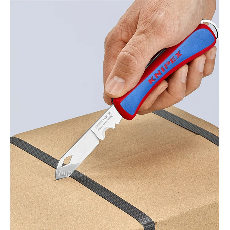 Складной нож KNIPEX 162050SB для электриков пластиковый универсальный 200 мм