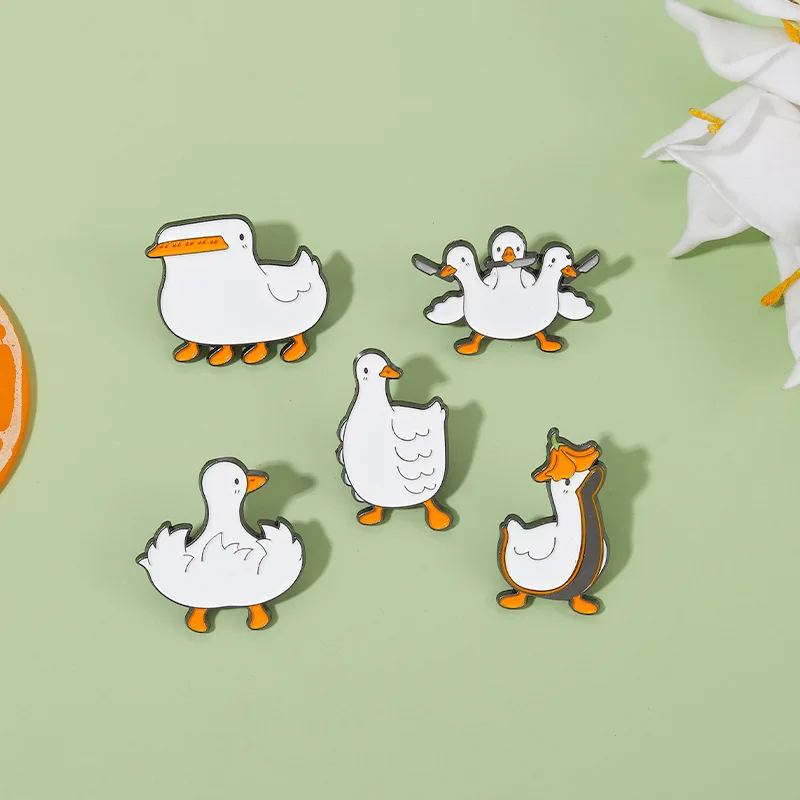 

Cute Big White Duck Pins Cartoon Animal Pins Accessories Clothing Backpack Alloy Brooch Enamel Lapel Pins Badge Wholesale