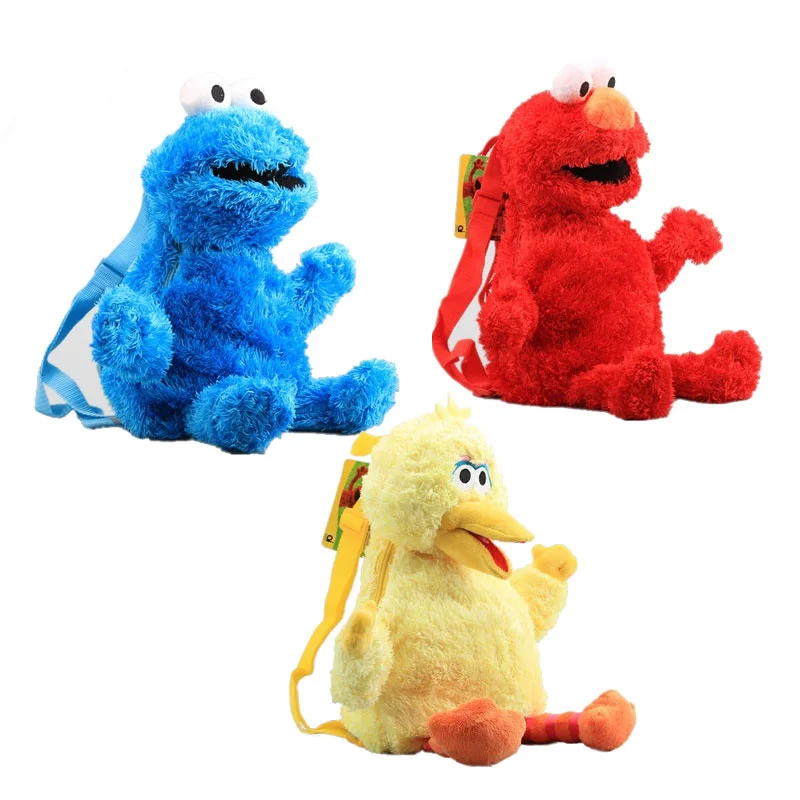 

3 стиля 45 см Улица Сезам Плюшевый Рюкзак Красный Elmo Синий печенье парень желтый большая птица плюшевая сумка детская школьная сумка Бесплат...