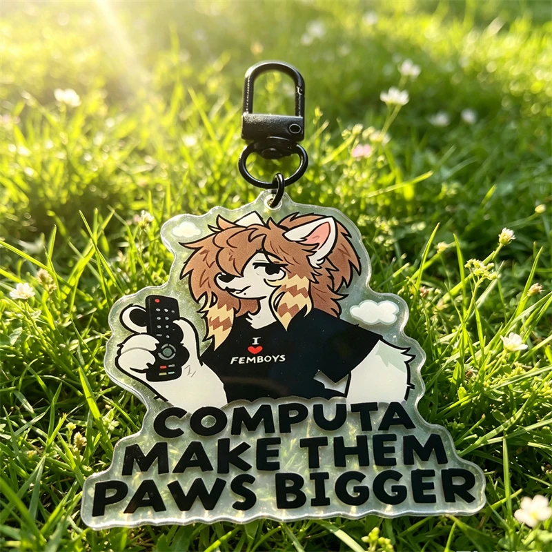 Фото Брелок из акрила Computa Make Them Paws Bigger - Пушистый акриловый брелок с милым животным, тематический шарм для сумки, коллекционный подарок для фанатов №5