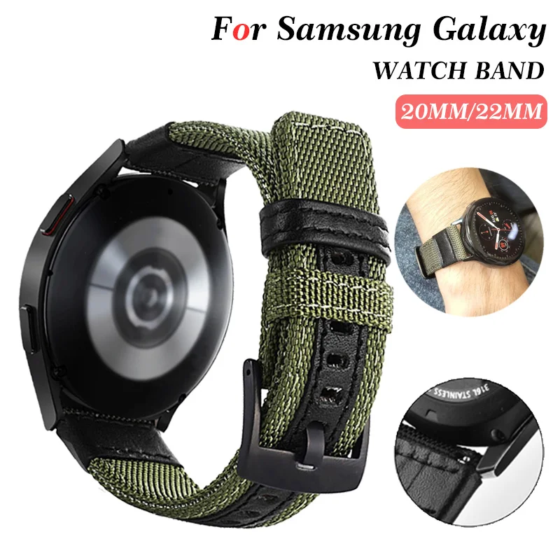Ремешок из нейлоновой ткани для Samsung Galaxy watch 4 40 мм 44 классический 42 46 сменный