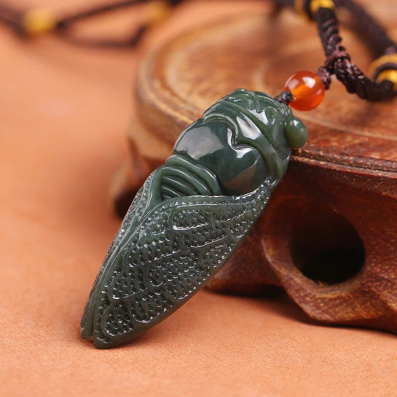 Hot Selling Natural Handcarve Jade Know The Cicada Necklace Pendant Fashion Jewelry Accessories Men Women Luck Gifts |