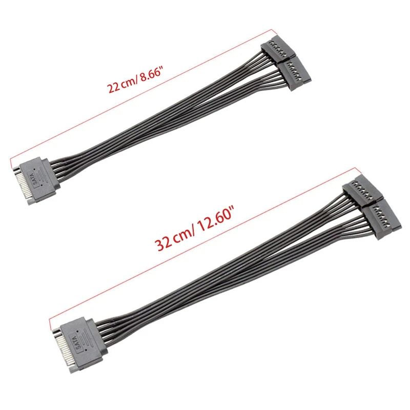 

896F 15 Pin Male to Dual Female Sata Power Splitter Adapter Cable 18AWG Copper Serial ATA Hard Drive Extension Cable