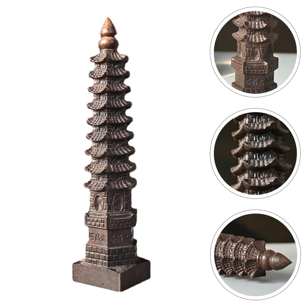 

Wooden Tower Decoration Chinese Tower Model Tower Temple Tower Figurine Desktop Tower Ornament Home Office Adornment