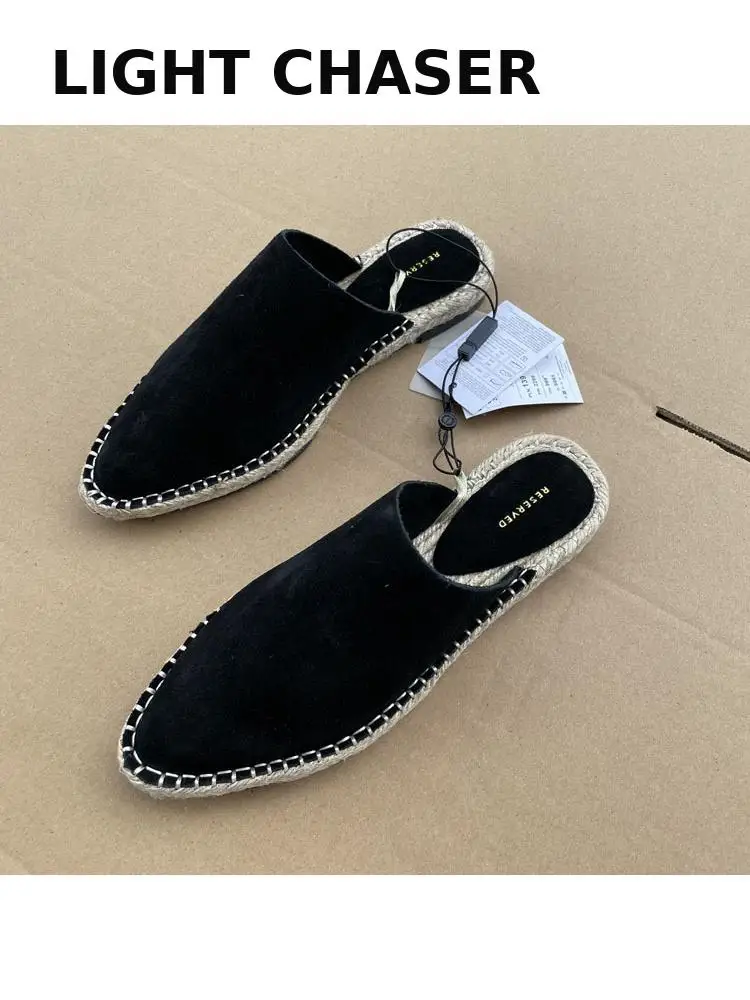 Casual Fisherman Leather Shoes 2022 One Pedal Flat Bottom Women's Baotou Muller Sandals And Slippers Large Size Women's Shoes