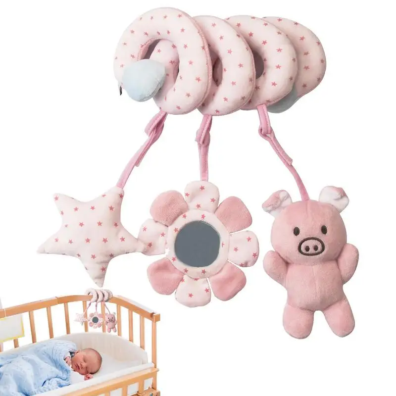 

Погремушки мобильные для кровати, детские игрушки, милая коляска для новорожденных на спирали, развивающие Мультяшные животные, мягкая игрушка-погремушка для младенцев 0-12 месяцев