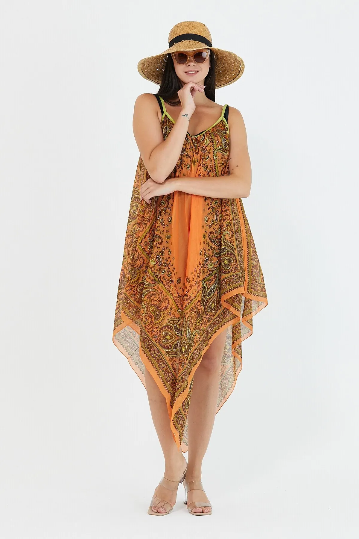 

Women's Pareo Beach Dress Swimwear Cover Up Dress Sexy Tunic Suit Beachwear Female Beach Bikini Cover Loose Mini Dress