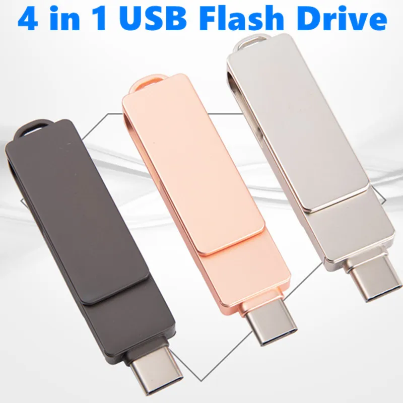 4IN1 USB-накопитель 2T 1T высокоскоростной 512G 256G внешний накопитель для iPhone Android ПК