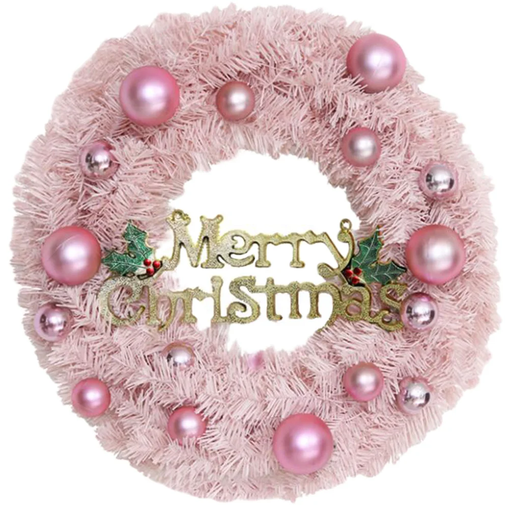 

Розовый искусственный Рождественский венок с надписью "Merry Christmas", противоударный Рождественский венок с конфетами, Рождественское украшение