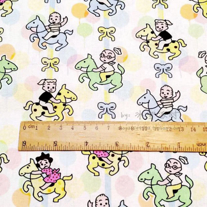

Хорошее 100% хлопчатобумажное полотно японский мультфильм Harada воздушные шары трояны узор цифровая печать швейный Материал «сделай сам» детское платье одежда