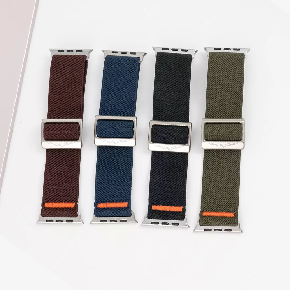 Фото Ремешок для Apple Watch Ultra 2/3, 49 мм, 46 мм, 45/44/42/41/40 мм, регулируемый нейлоновый браслет Correa iWatch Series 10, 11, 9, 6, 7, 8 SE №1