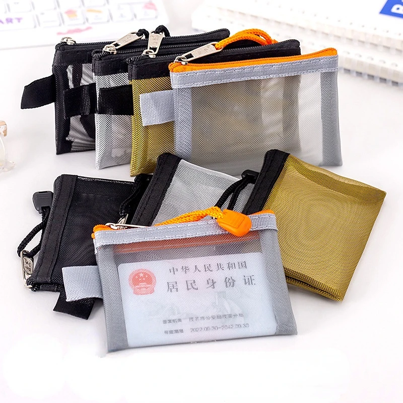 

Clear Mini Mesh Storage Bag ID Bank Card Credit Card Organizer Pouch Portable Coin Purse Cute Wallet Key Earphone Zipper Bag