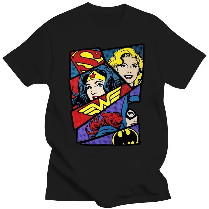 Мужская одежда 100% хлопок чудо логотип Supergirl Batgirl черная футболка |