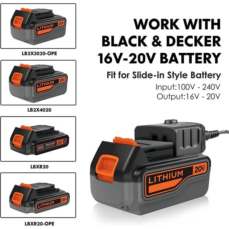 Зарядное устройство литий-ионного аккумулятора для электрической дрели Black Decker 10
