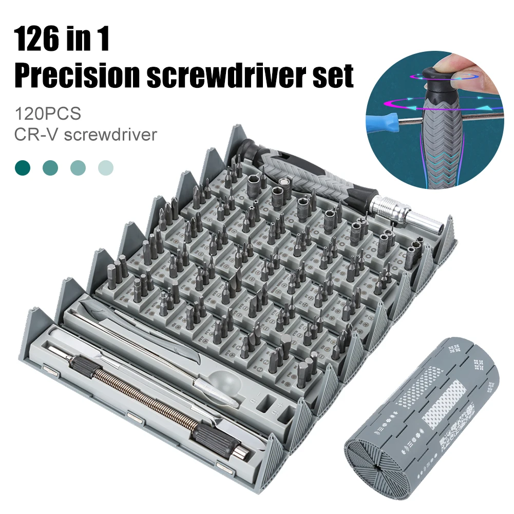 

126 in 1 Screwdriver Set Multifunction Magnetic Bits Toolkit With Reel Storage Box Phone Repair Tools Set For Laptops Cellphone