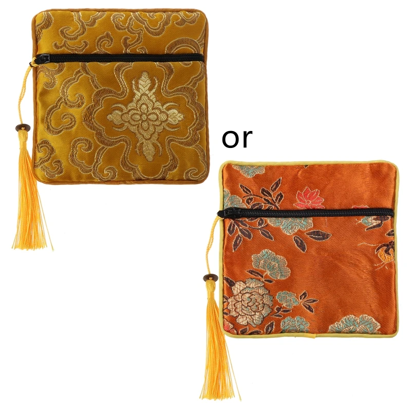 

28TF Классическая Китайская вышивка, сумка для ювелирных изделий, органайзер, традиционная шелковая сумка с кисточкой