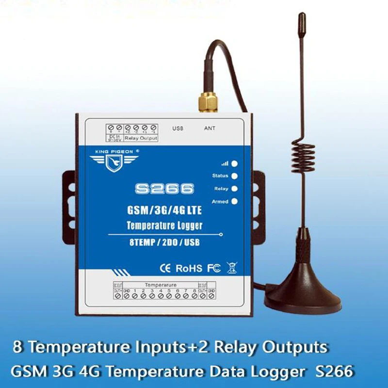GSM 3G 4G LTE сотовый RTU Телеметрия регистратор данных температуры 8-канальный