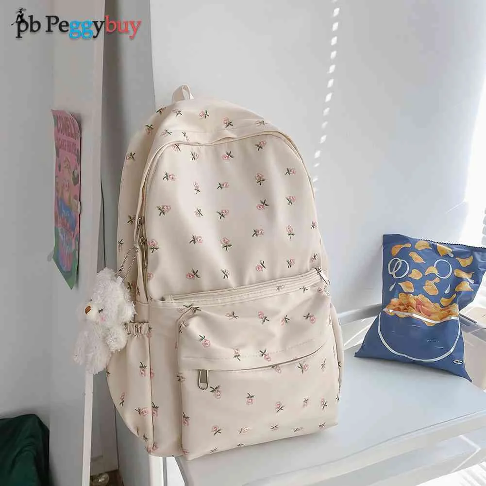 

Модный женский милый цветочный рюкзак для студентов, повседневный вместительный рюкзак для книг, женский водонепроницаемый рюкзак для ноу...