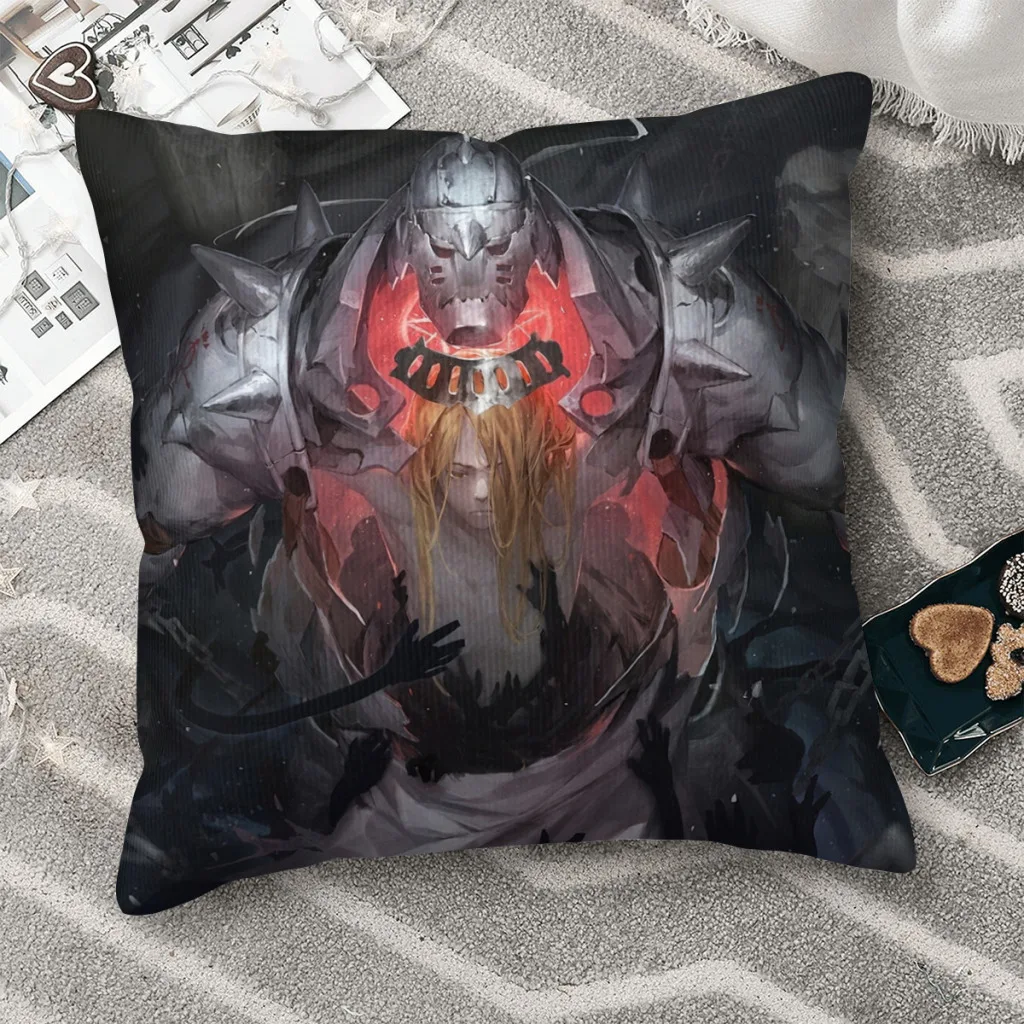 

Cool Brothers Throw Pillow Case Fullmetal Alchemist Edward Elric Alphonse Elric Short Plus Cushion Covers Home Chair Backpack