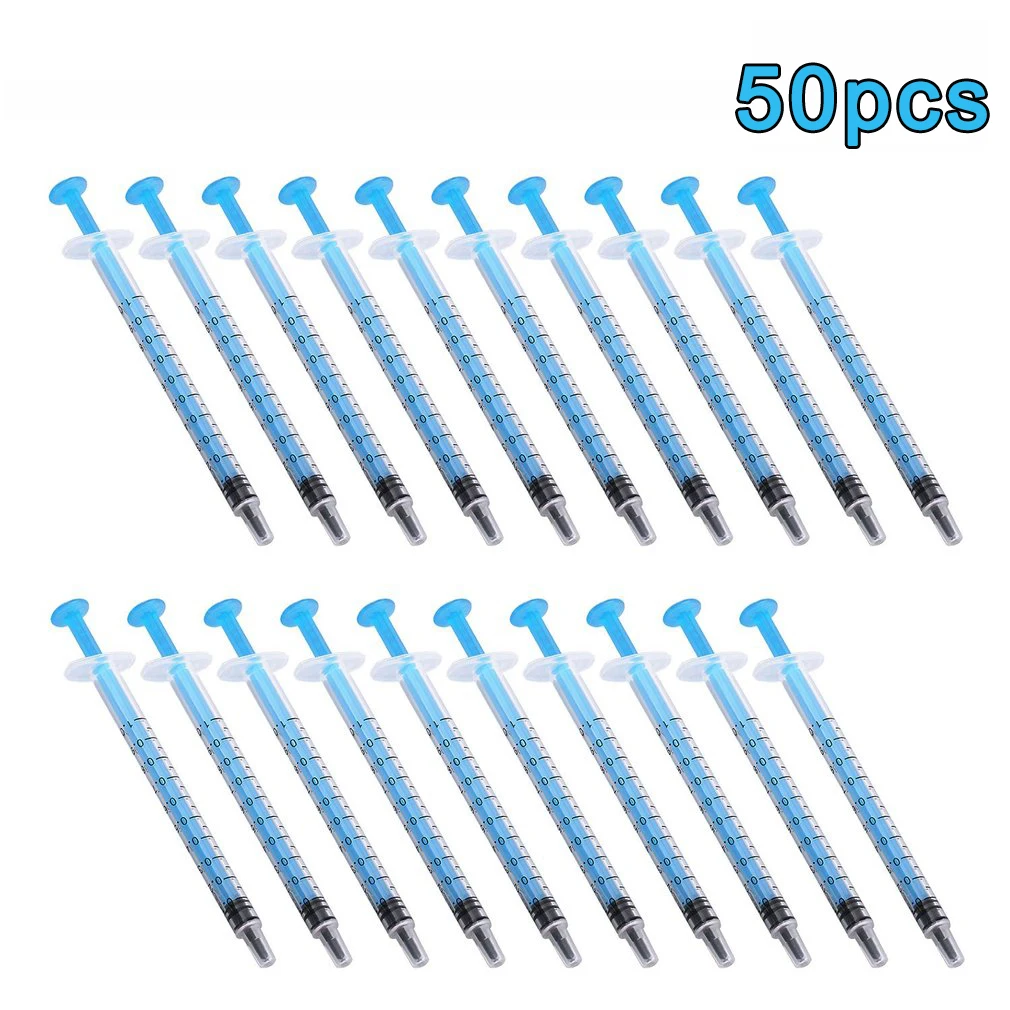 50PCS , Plastic Syringe 1ml Disposable Syringes Without Needle Use For Scientific Lab, Measurement and Dispensing Industrial