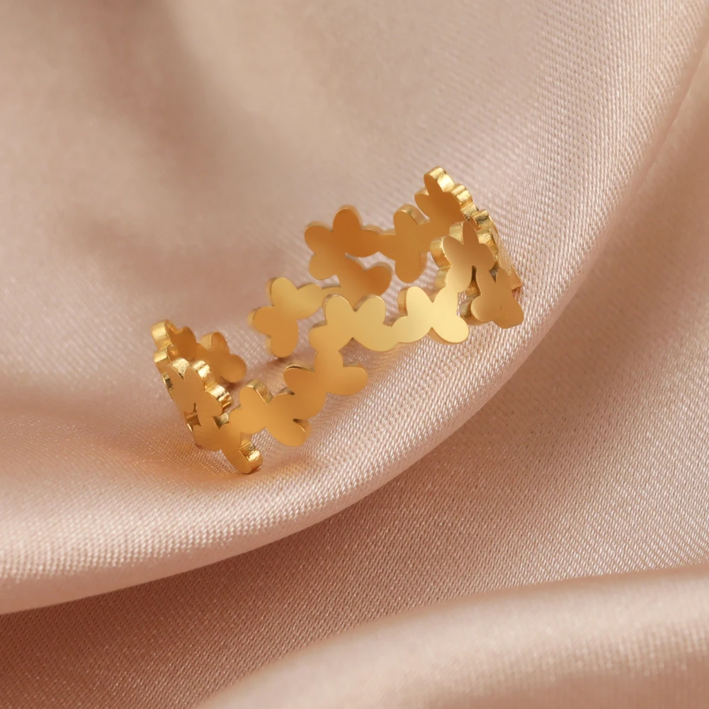 Skyrim Кольца с бабочками из нержавеющей стали золотого цвета для женщин