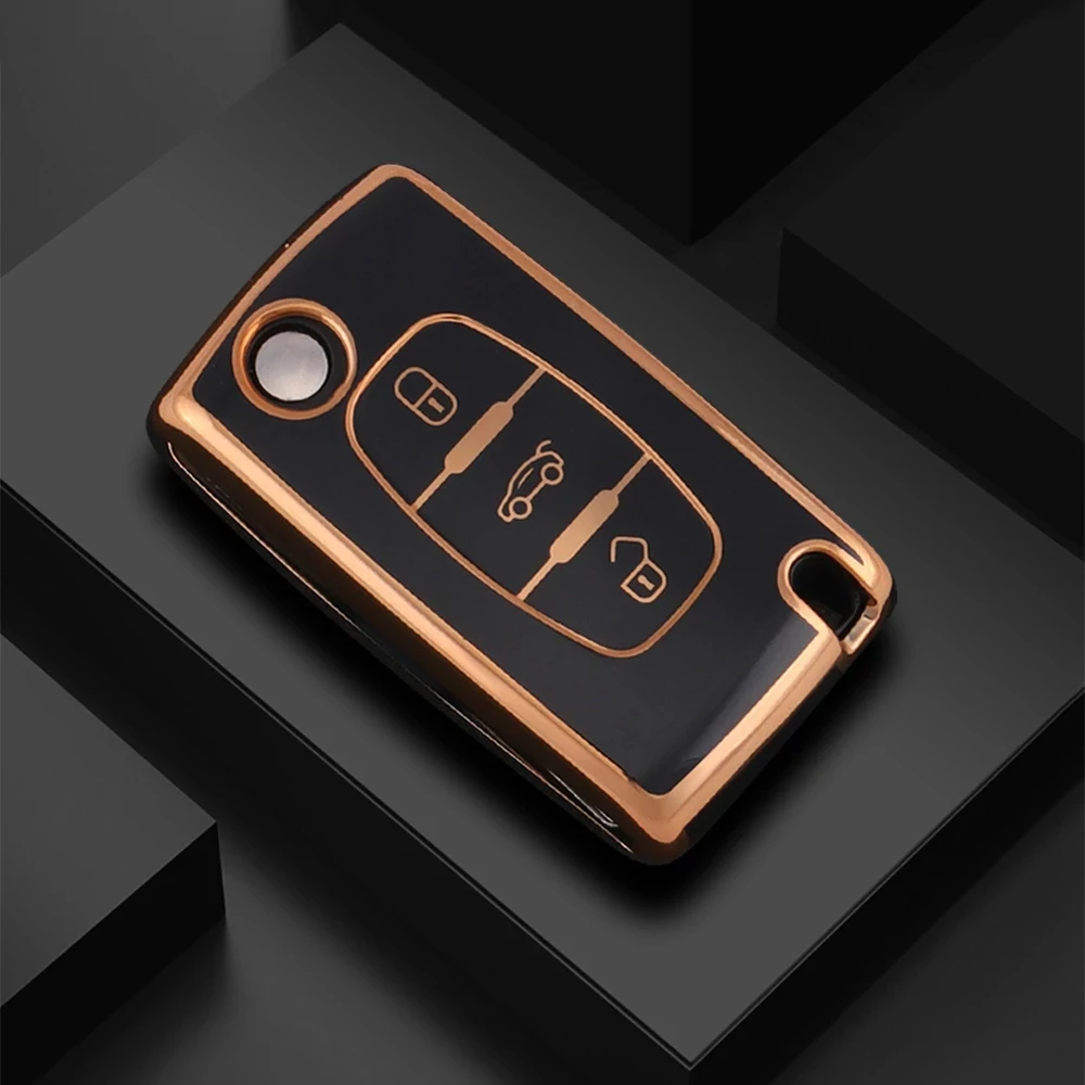 

Plating TPU 2 3 Buttons Car Remote Key Case Cover Shell For Peugeot 107 207 307 307S 308 407 607 For Citroen C2 C3 C4 C5 C6 C8