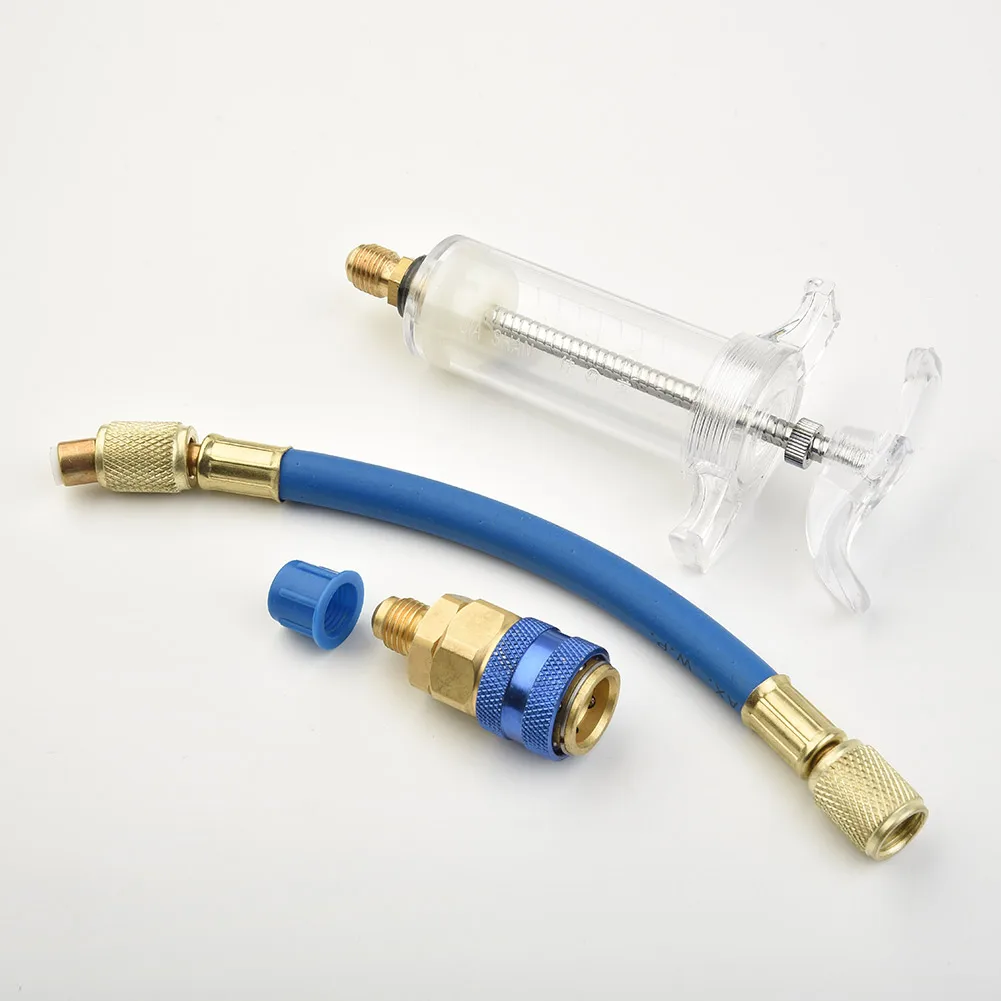 

Useful Sampler Injector 30ML Filler Adapter Fluid Tube Replace With Low Side Quick Coupler Oil/Dye 1/4 SAE X4T7