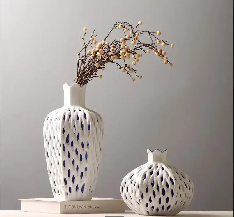 Полая керамическая ваза поделки из сушеных цветов кабинет гостиная обеденный