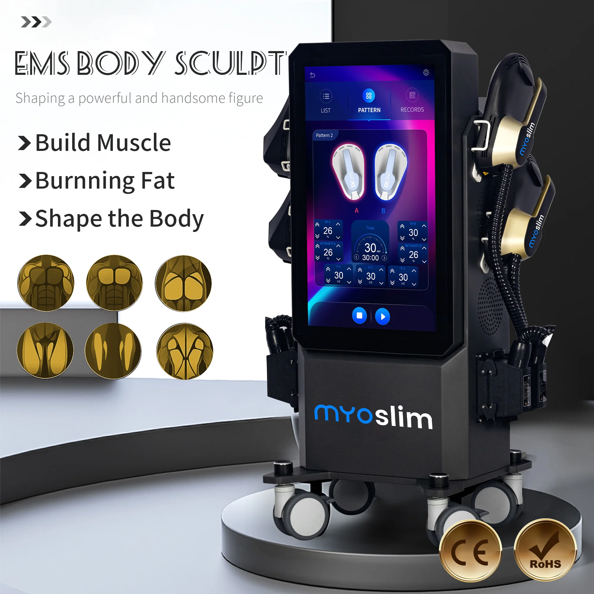 Фото Аппарат для коррекции фигуры Nova Sculpt MYOslim EMSZERO Ultra 6500W NEO EMS HI-EMT RF, высокомощный стимулятор тазового дна, для салонов красоты №3