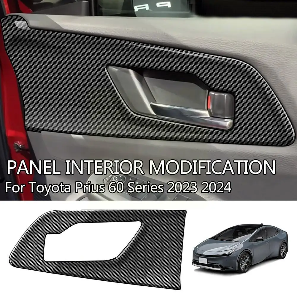 

Наклейка на ручку для Toyota Prius 60 Series 2023 2024 ABS из углеродного волокна, черная панель, внутренняя чаша автомобиля, хромированный дверной чехол, аксессуары J5O9