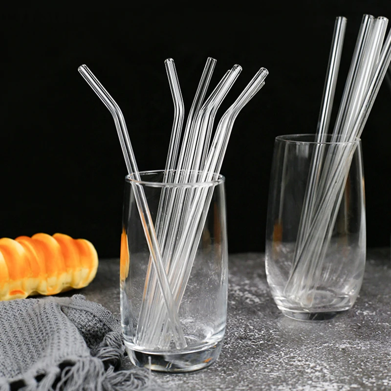 High Borosilicate Glass Straws Eco Friendly Reusable Drinking Straw for Smoothies Cocktails Bar Accessories Straws with Brushes