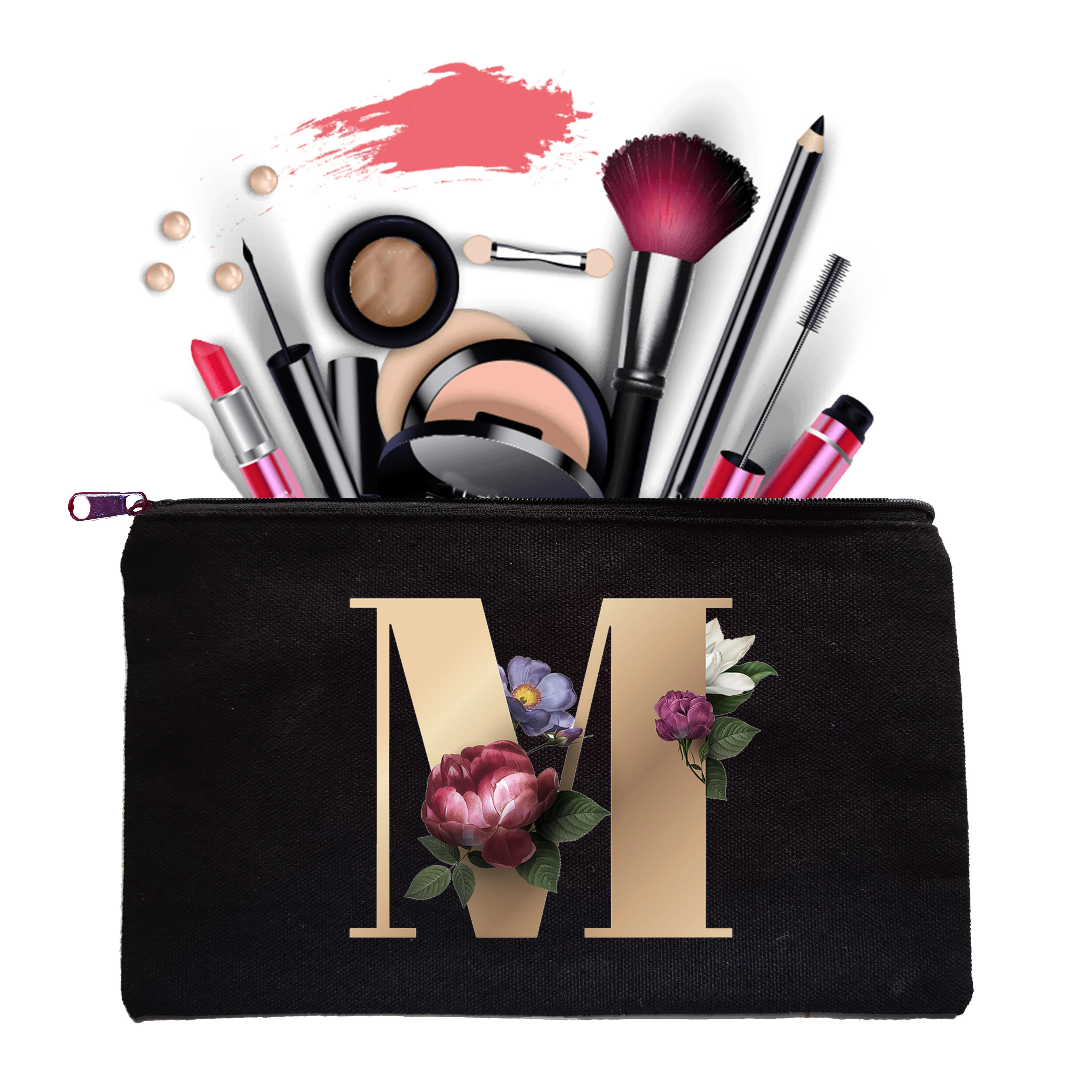 

Golden Letter Girl Makeup Bag Female Pattern Classic Organizer Bag Lady Pouches for Travel Bags Pouch Women's Cosmetic Bag