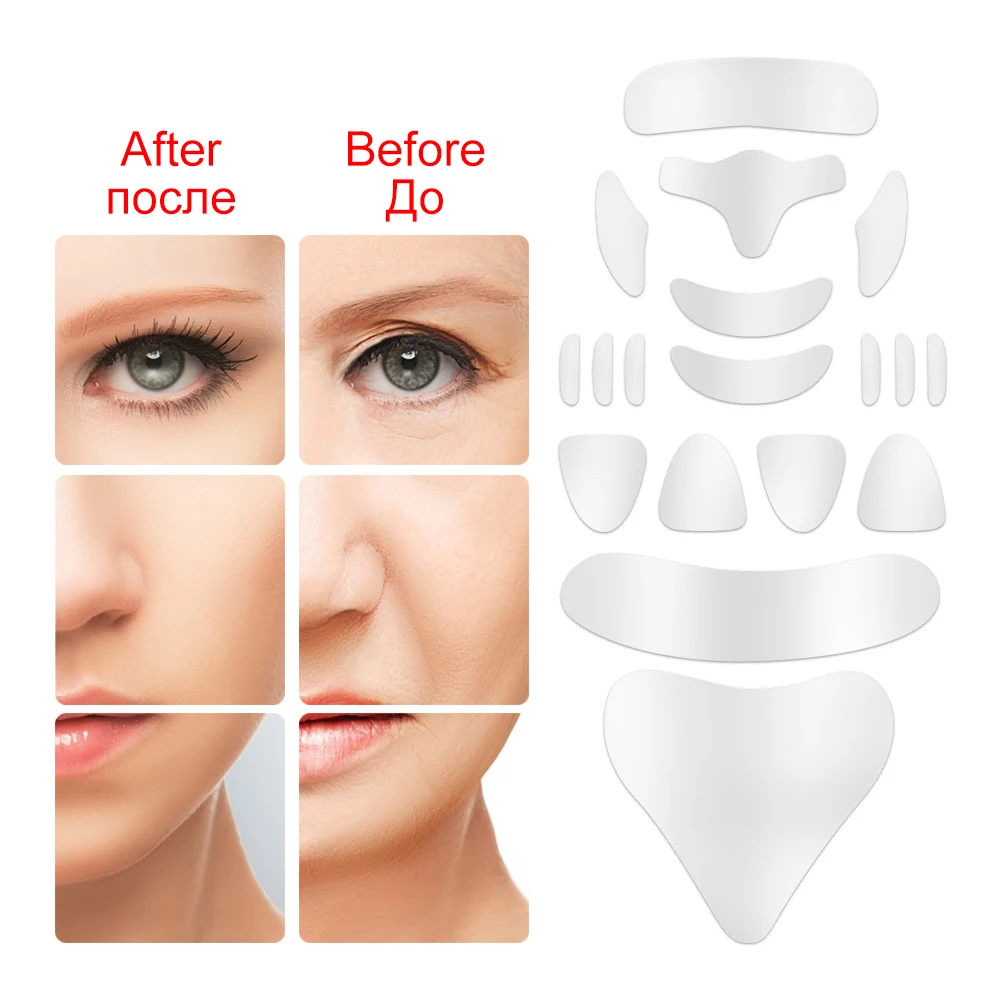 

18pcs Skin Care Wrinkle Face Tapes Reusable Silicone Face Lift Devices Wrinkles Removal & Facial Skin Tightening for Chin Eyes