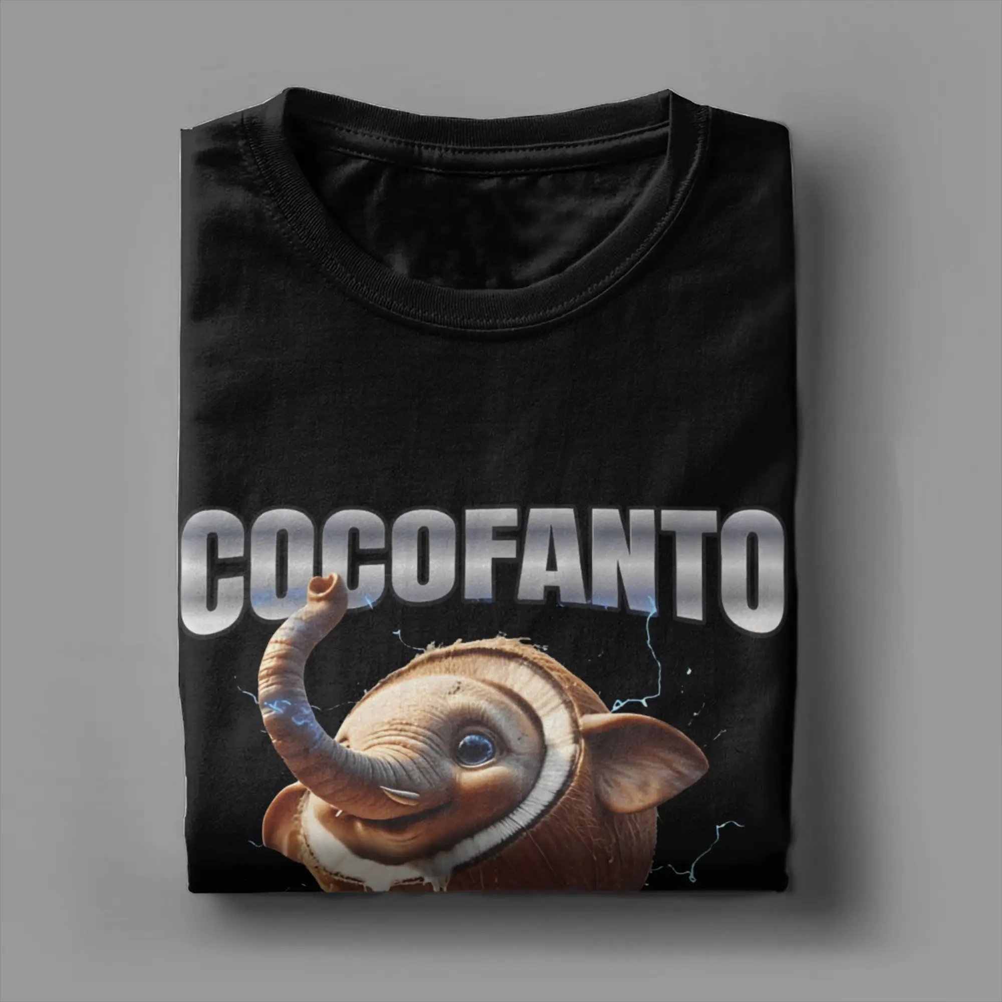 Фото Потрясающая винтажная забавная футболка Cocofanto Elefanto для мужчин и женщин, хлопковые футболки с круглым вырезом, итальянские футболки Brainrot, одежда больших размеров №3
