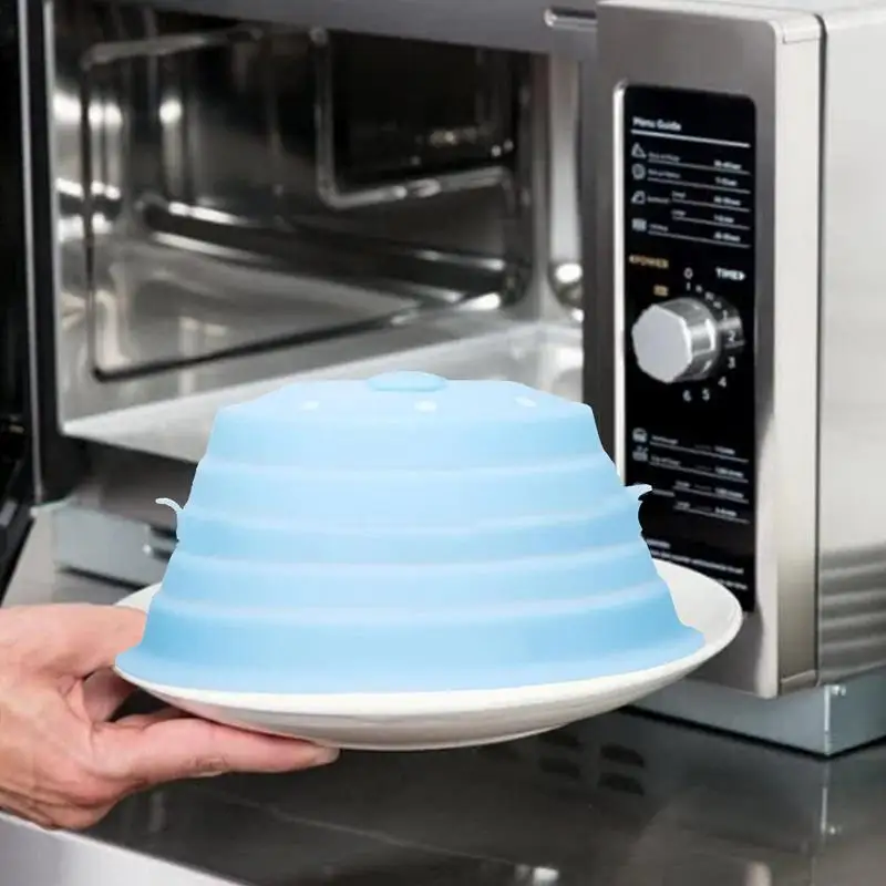 

Collapsible Microwave Cover Foldable Magnetic Food Cover Silicone Dishwasher Safe Food Lid Heat Resistant For Kitchen Hotel