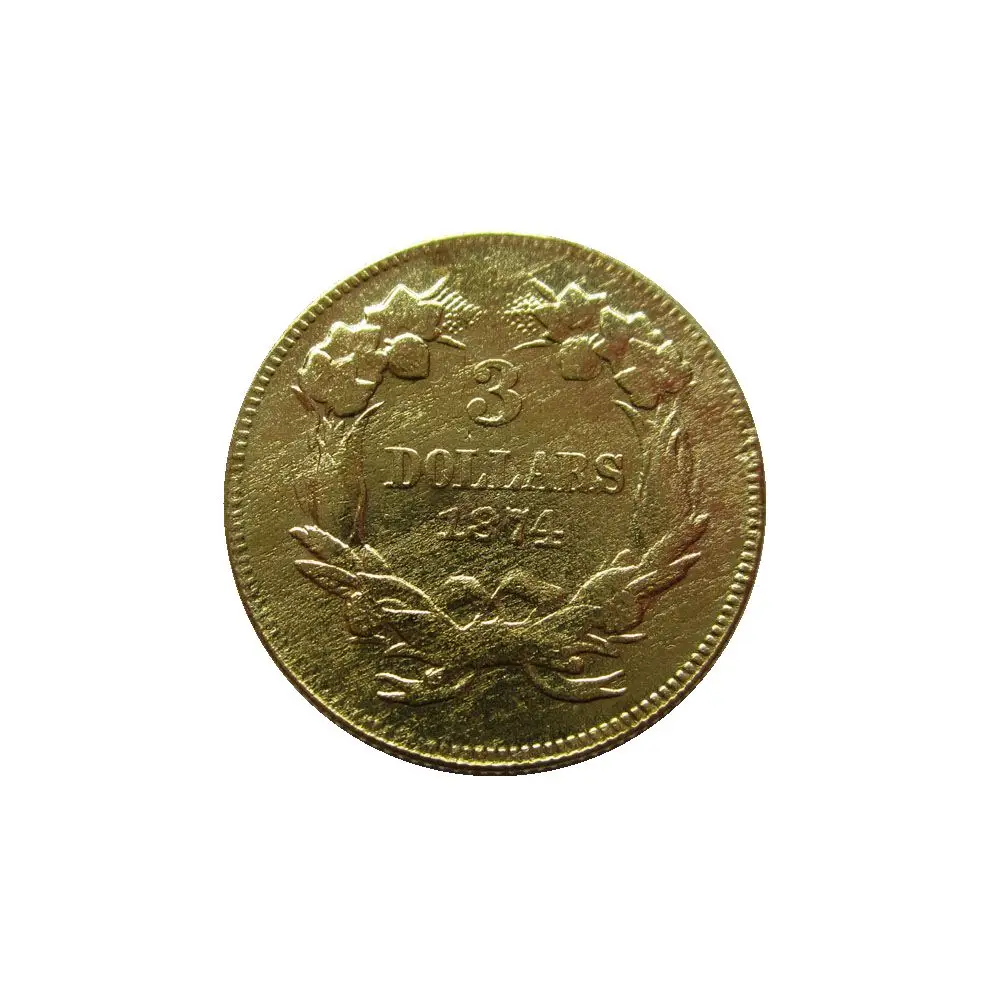 

Копия монеты с большой головой индийской принцессы с золотым покрытием, 1874 долларов, 3