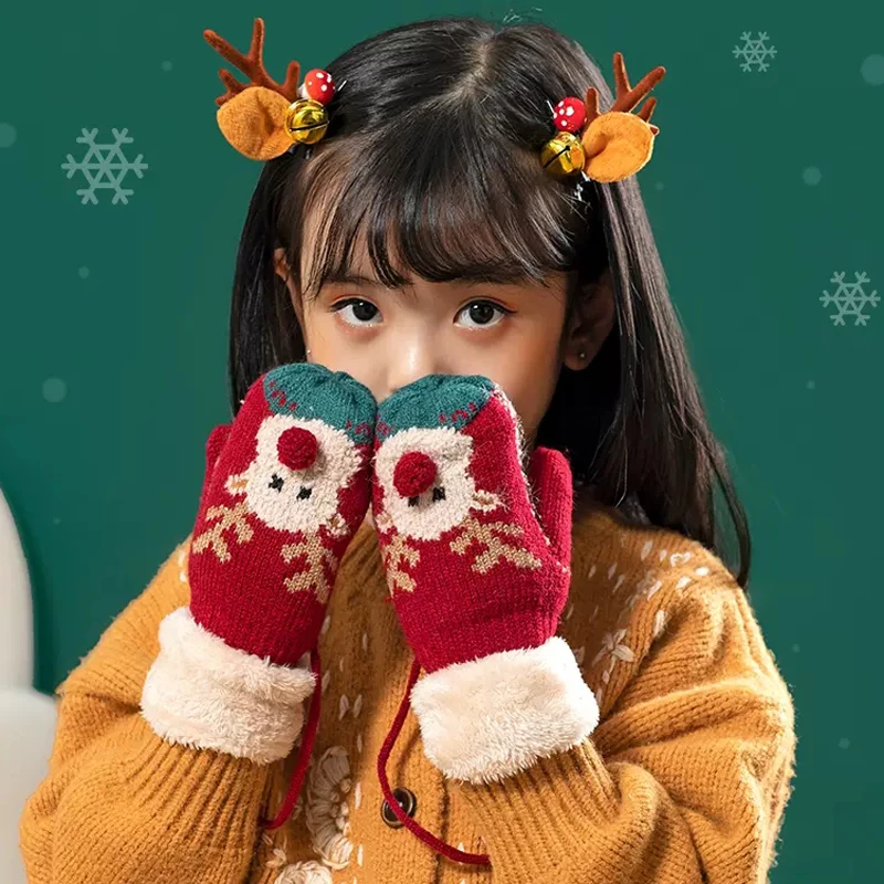 

EUMOAN Children's gloves winter lovely girls boys girls primary school warm wool thick cotton autumn winter Christmas